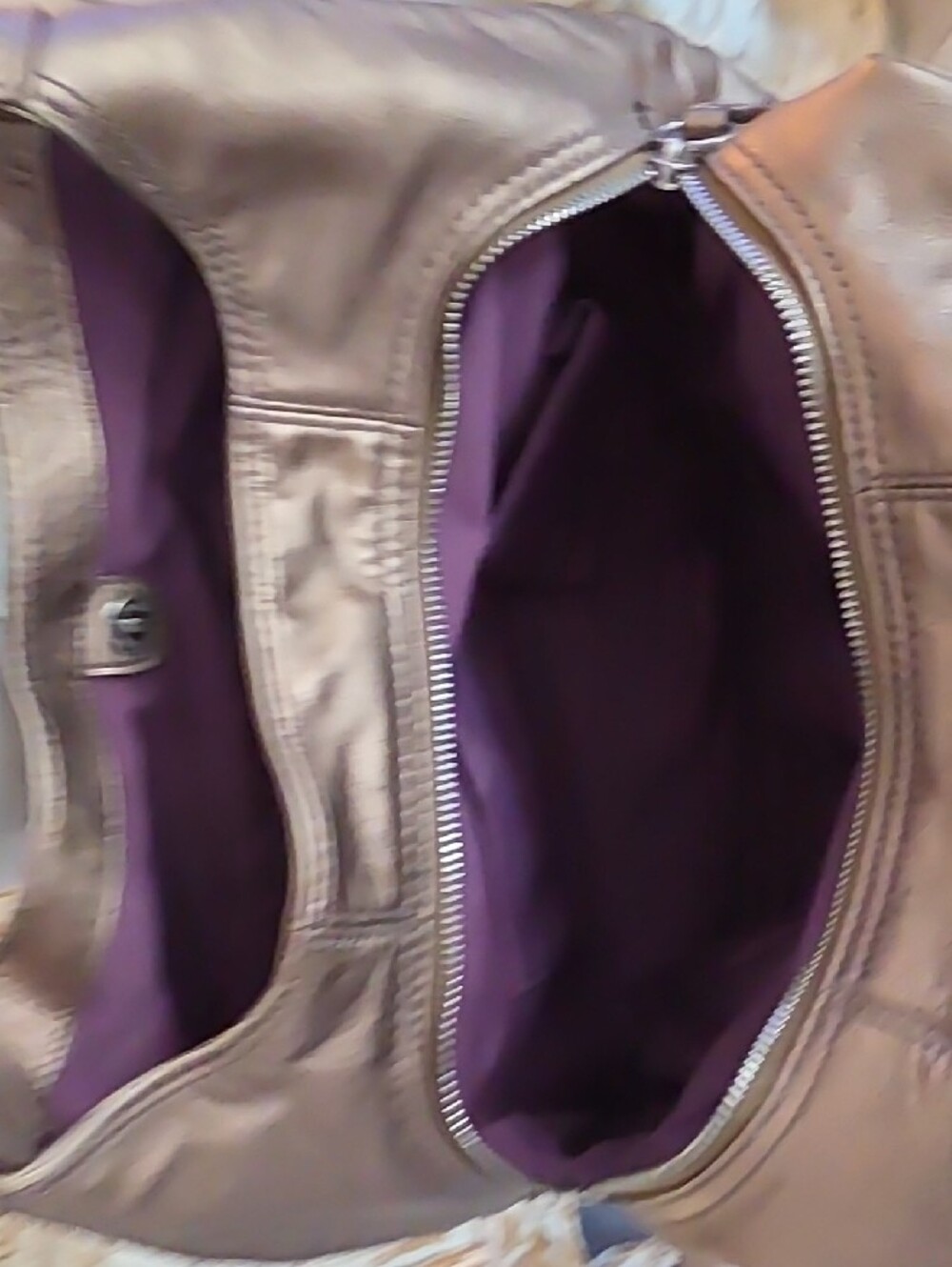 Coach Metallic Bronze/ Gold Leather Shoulder Bag with Silver Hardware - Picture 9 of 14